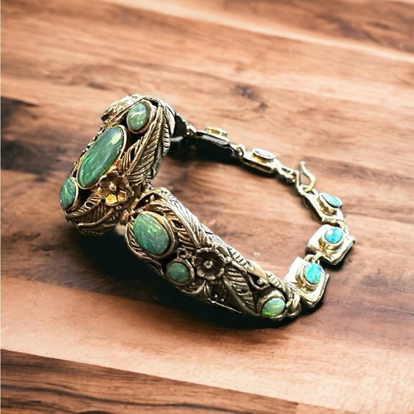 Fire Opal Solid Sterling Silver Bracelet - Picture 3 of 14